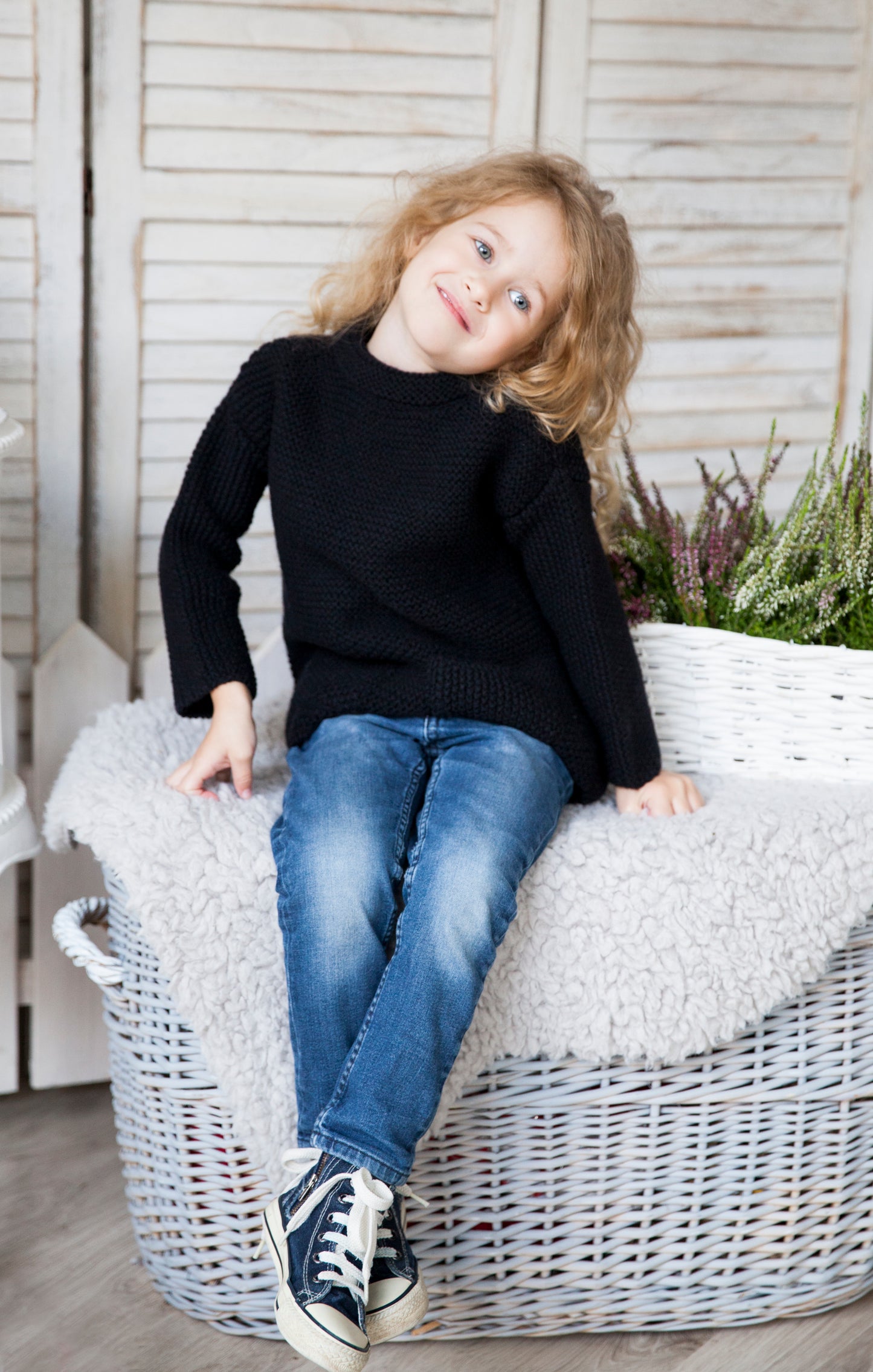 Kid wool alpaca sweater tunic - small grown up - black
