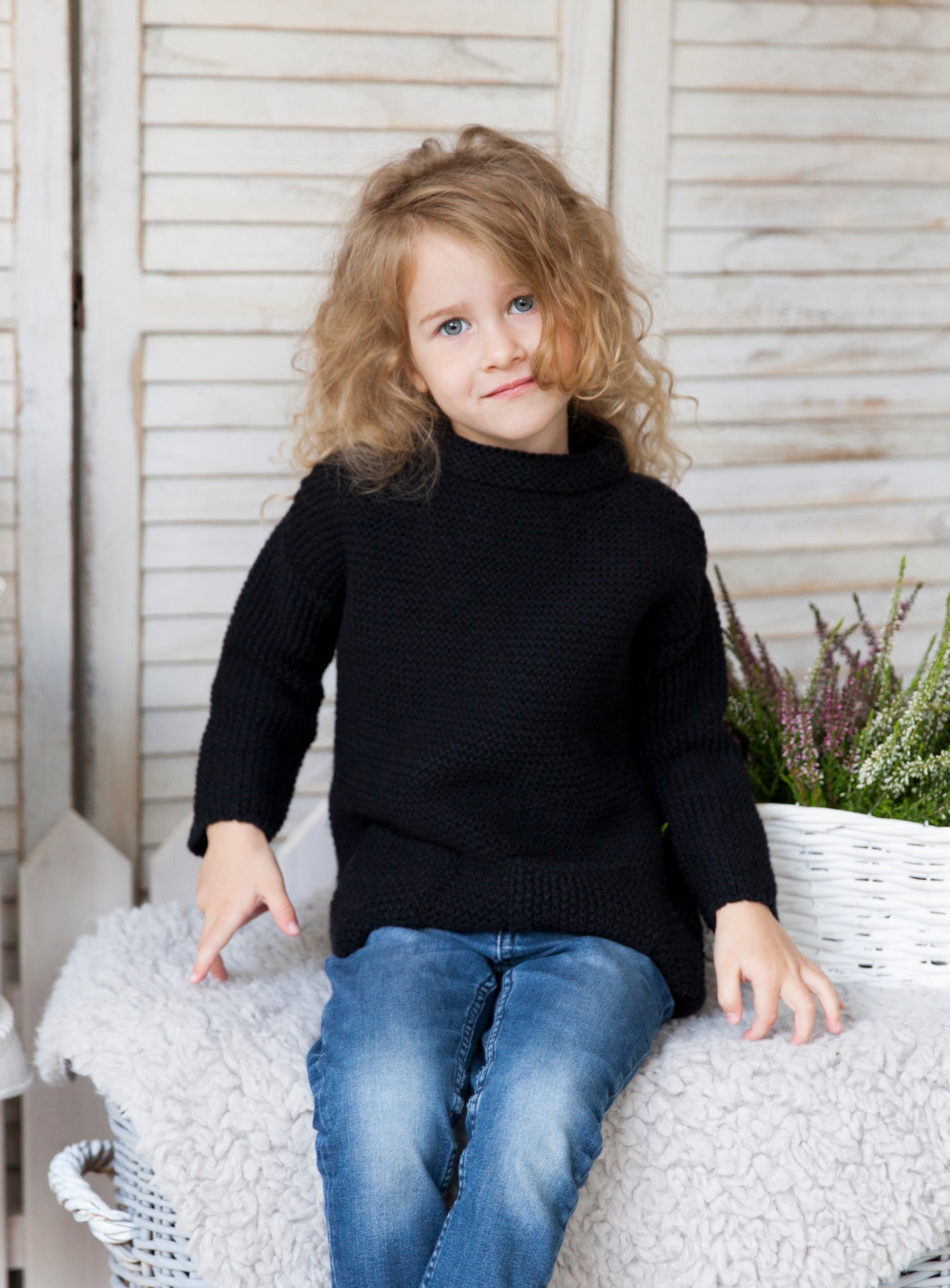 Kid wool alpaca sweater tunic - small grown up - black