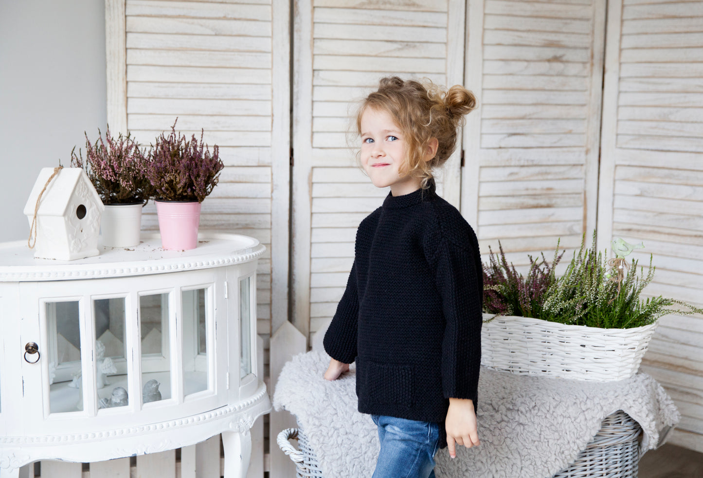 Kid wool alpaca sweater tunic - small grown up - black