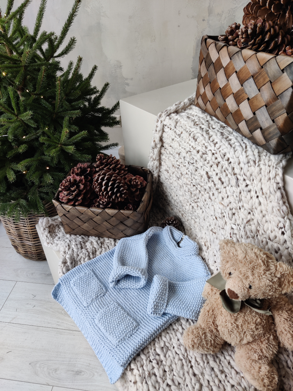 Kid wool alpaca sweater tunic - small grown up - light blue
