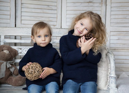 Kid wool alpaca sweater tunic - small grown up - dark blue