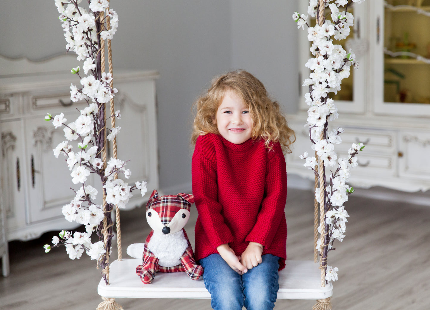 Kid wool alpaca sweater tunic - small grown up - red