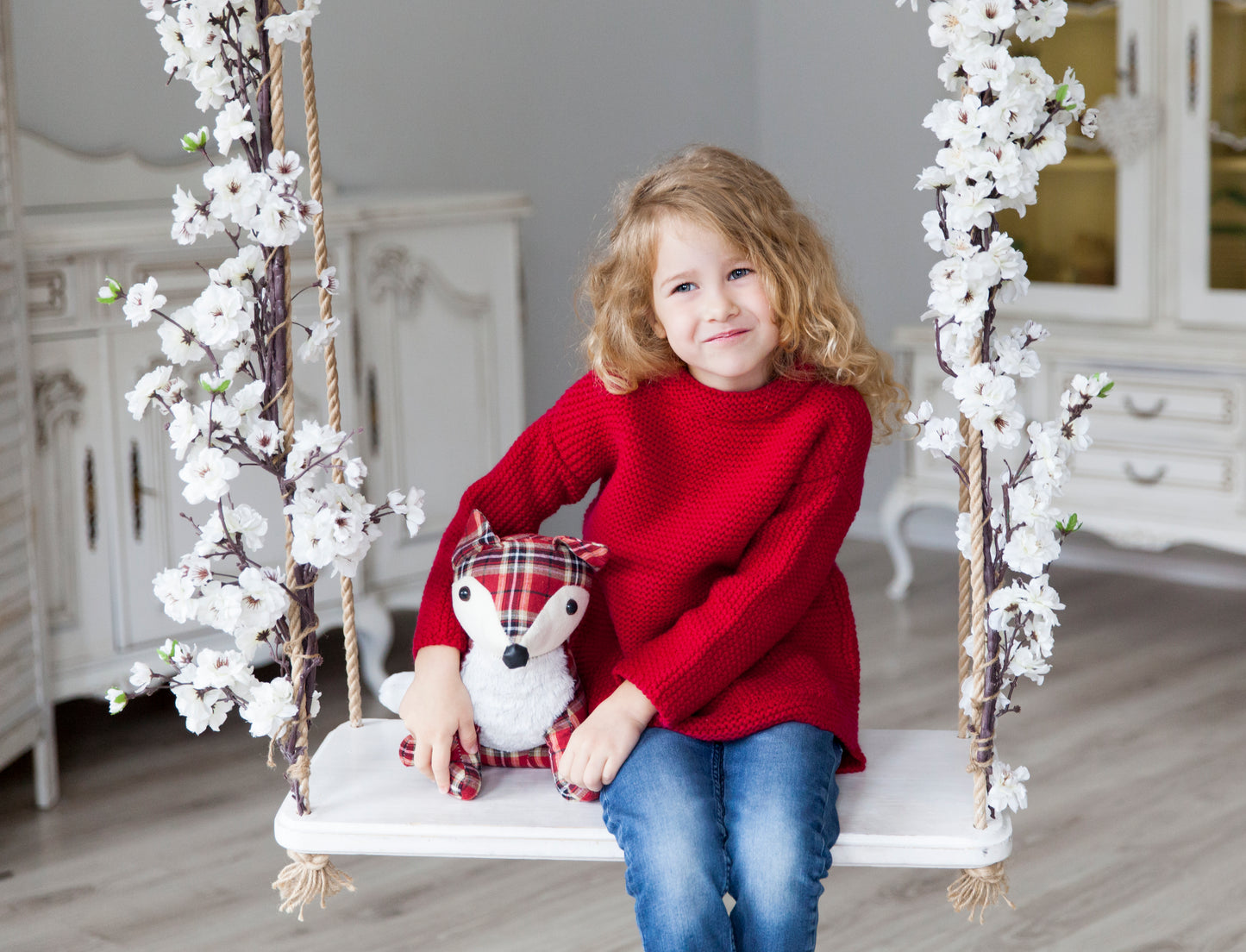 Kid wool alpaca sweater tunic - small grown up - red
