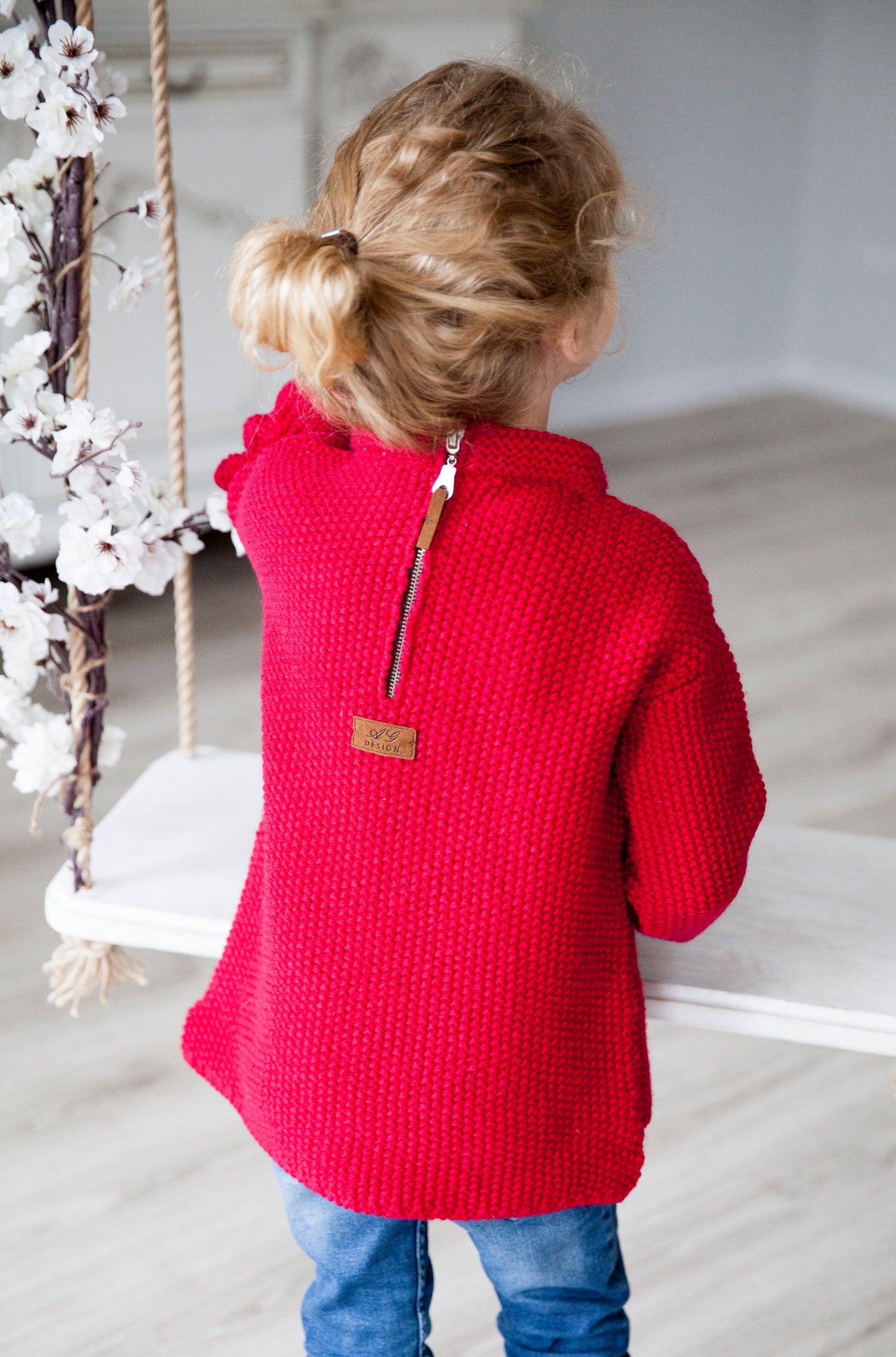 Kid wool alpaca sweater tunic - small grown up - red