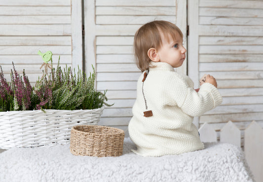 Kid wool alpaca sweater tunic - small grown up - white