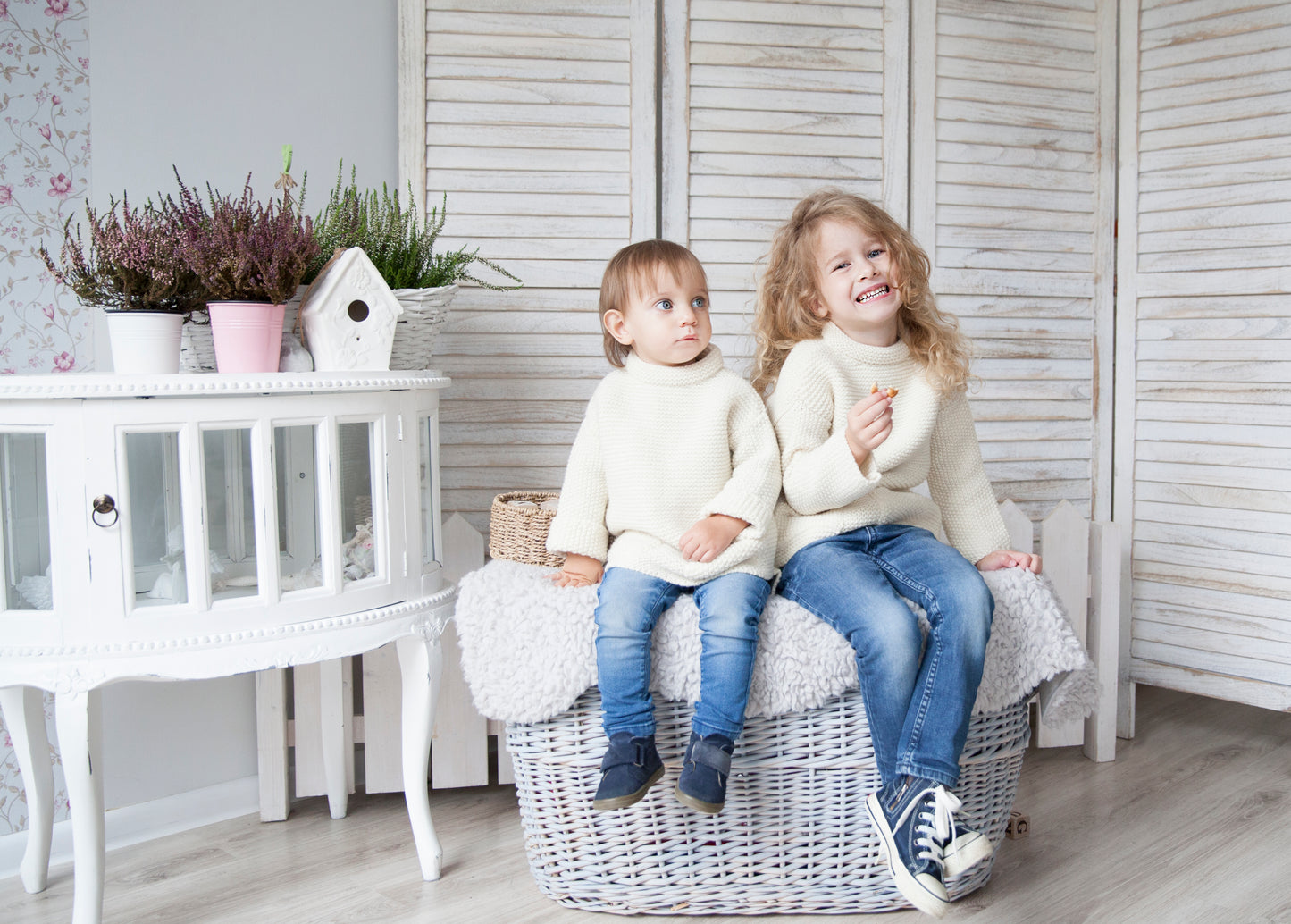 Kid wool alpaca sweater tunic - small grown up - white