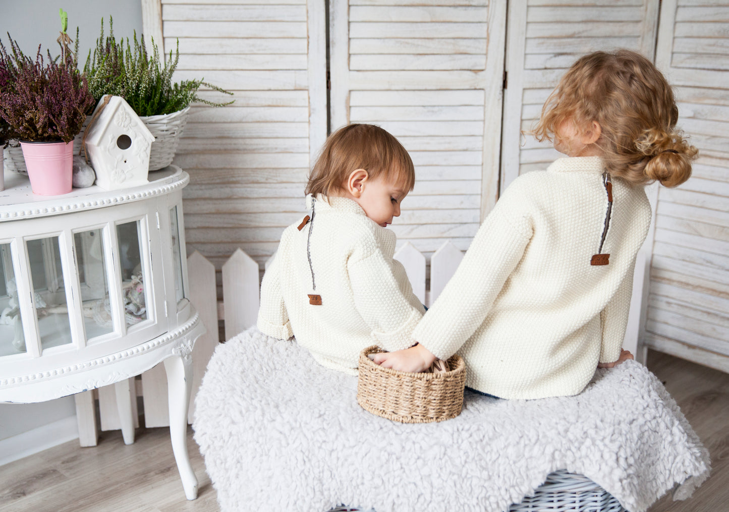 Kid wool alpaca sweater tunic - small grown up - white