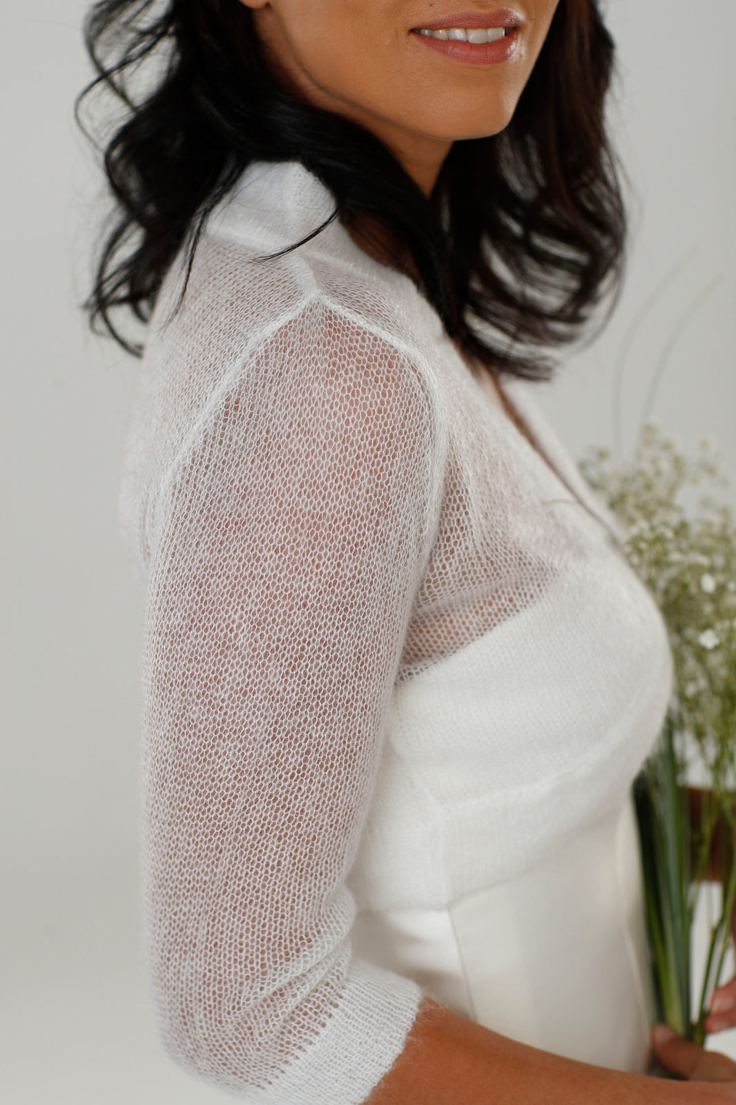 Wedding mohair bolero Ema - white