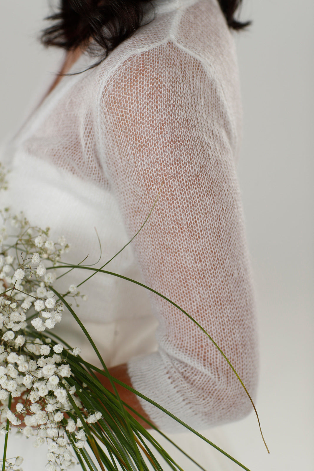 Wedding mohair bolero Ema - white