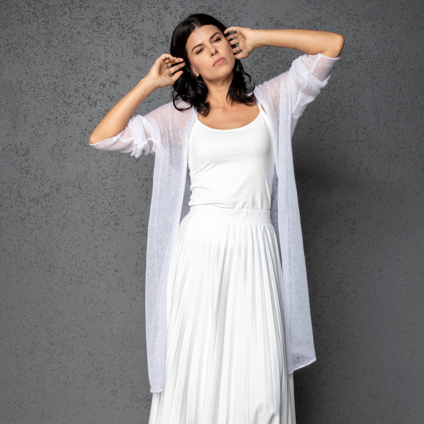 Wedding knitted mohair cardigan Wind - White