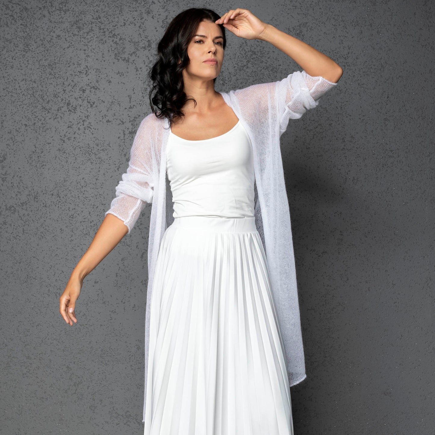 Wedding knitted mohair cardigan Wind - White
