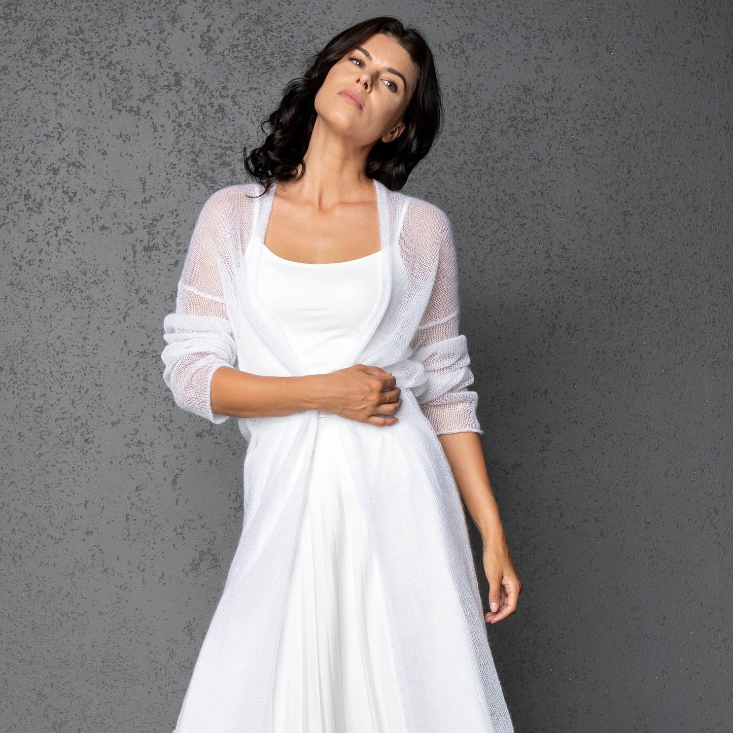 Bridal wedding knitted mohair cardigan Wind - White