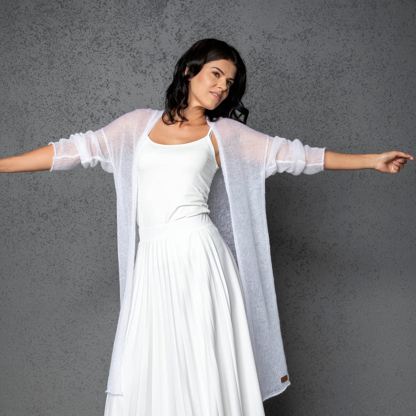 Wedding knitted mohair cardigan Wind - White