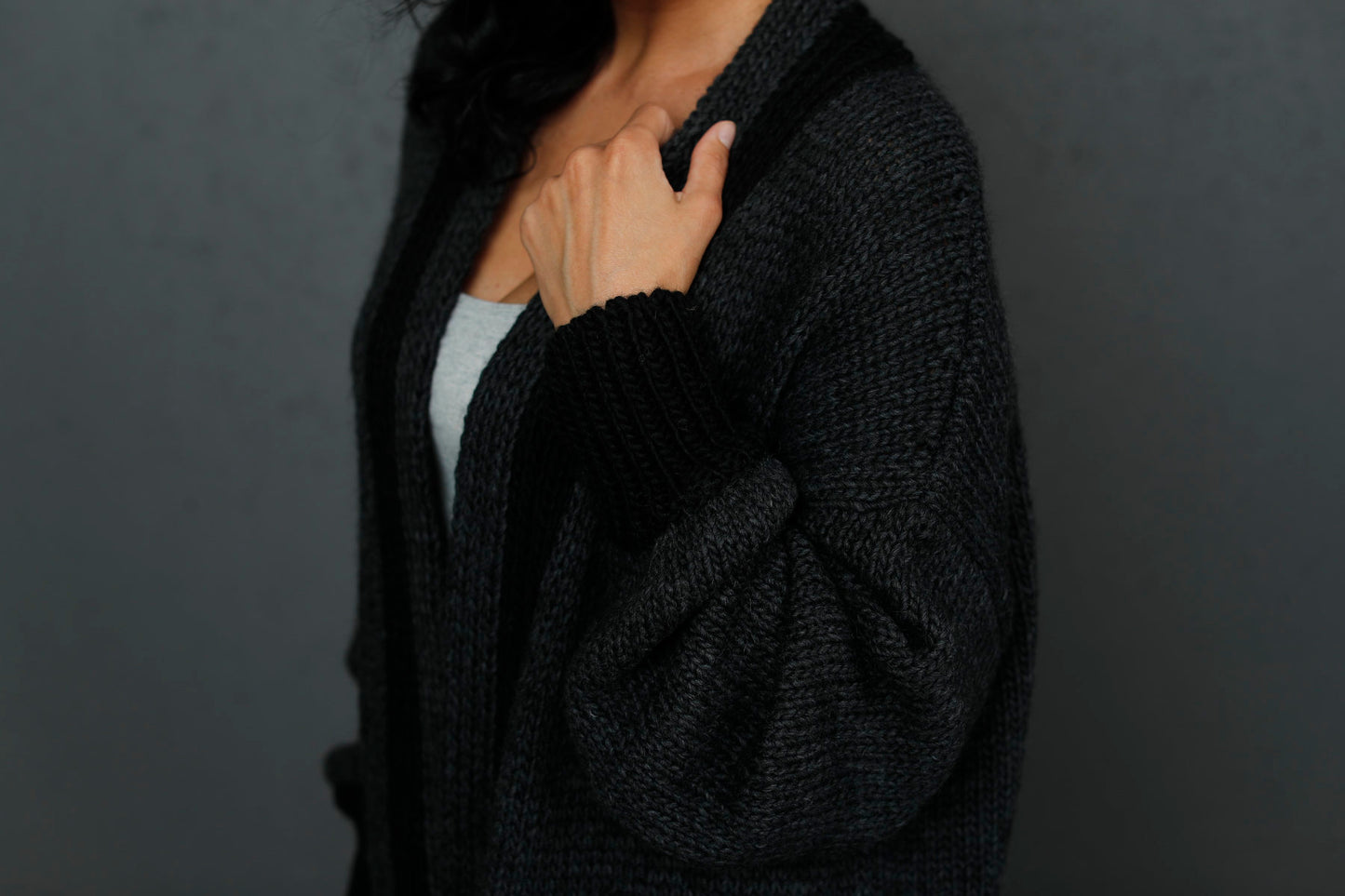 Chunky knit oversized cardigan Natalie - dark gray!