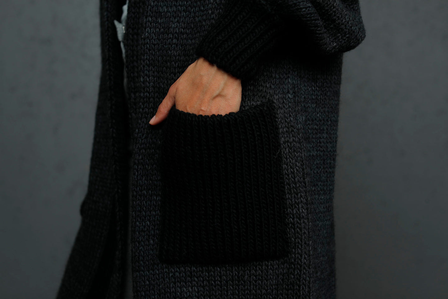 Chunky knit oversized cardigan Natalie - dark gray!