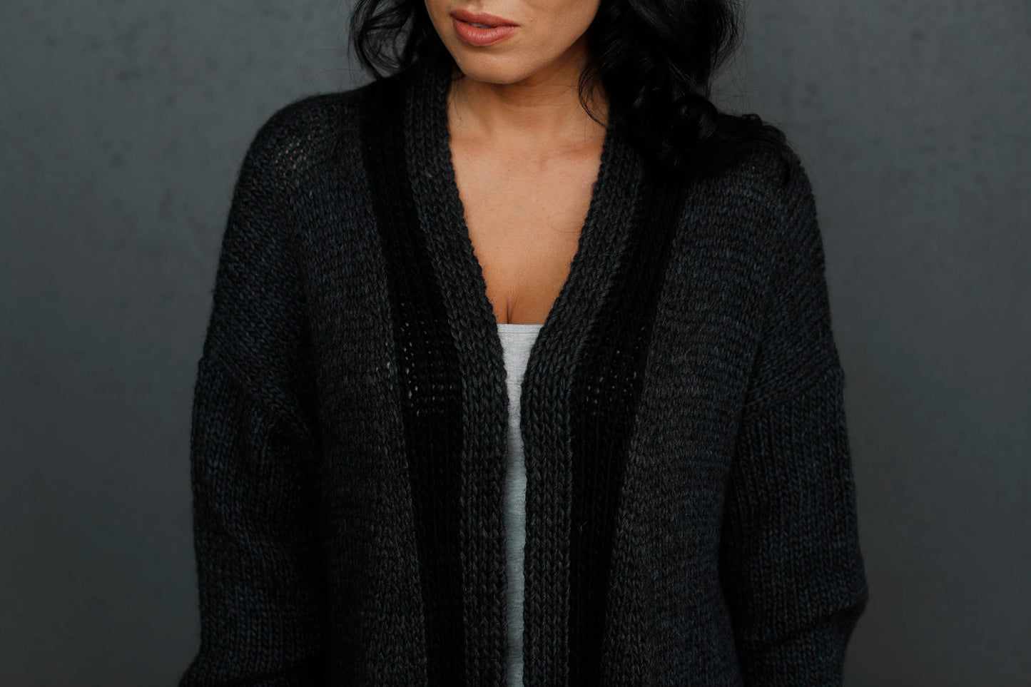 Chunky knit oversized cardigan Natalie - dark gray!
