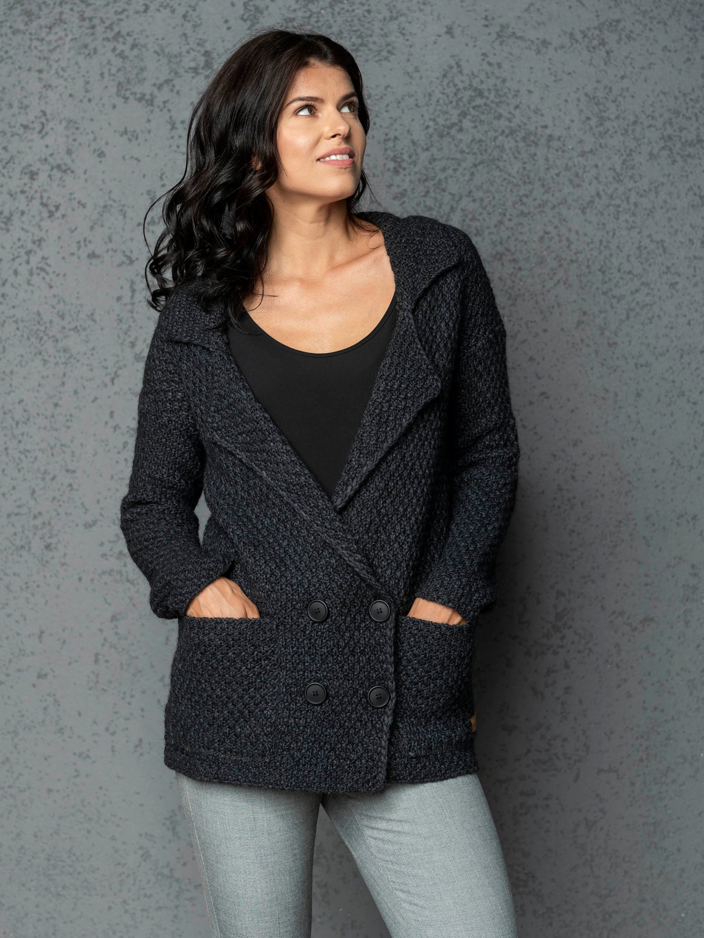 Knitted jacket cardigan Ruth - dark gray