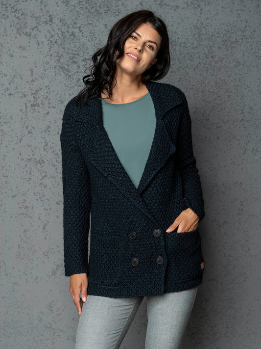Knitted jacket cardigan Ruth - very dark green