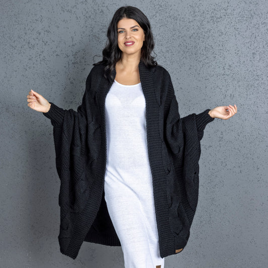 Knotty chunky knit cardigan oversized and forever go - black!