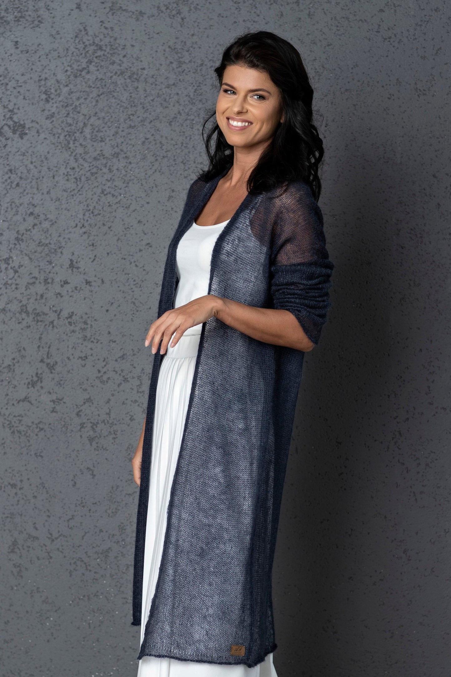 Wedding knitted mohair cardigan Wind - blue with gray shade