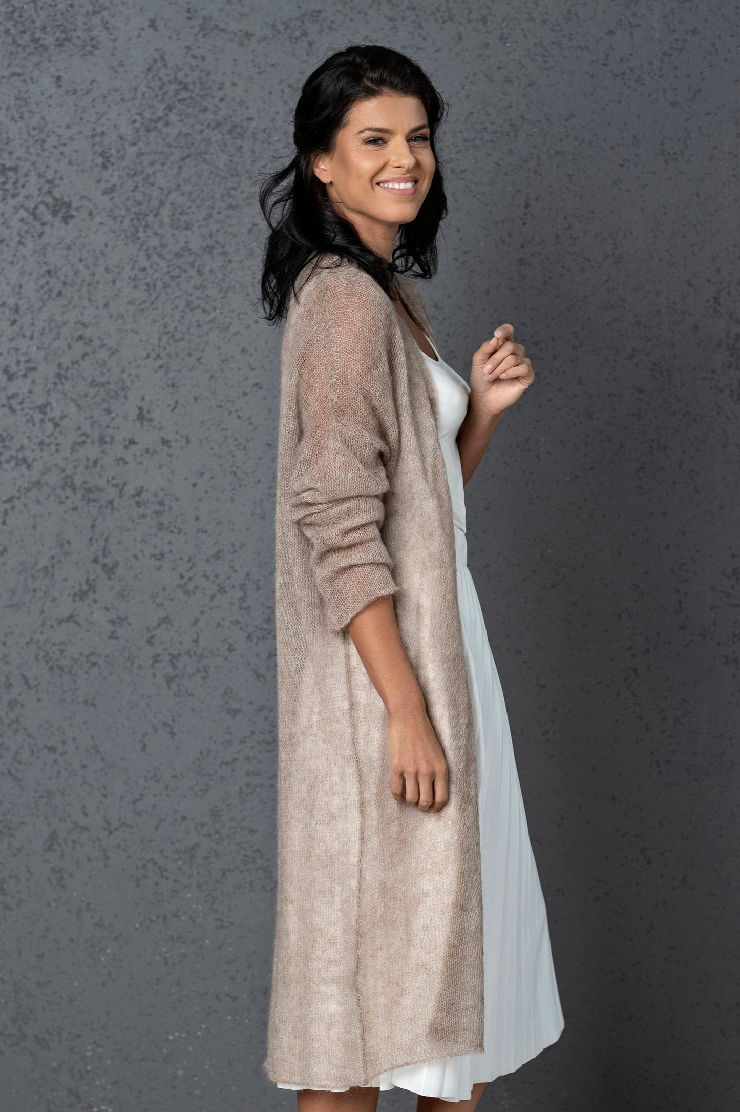 Wedding knitted mohair cardigan Wind - Cocoa