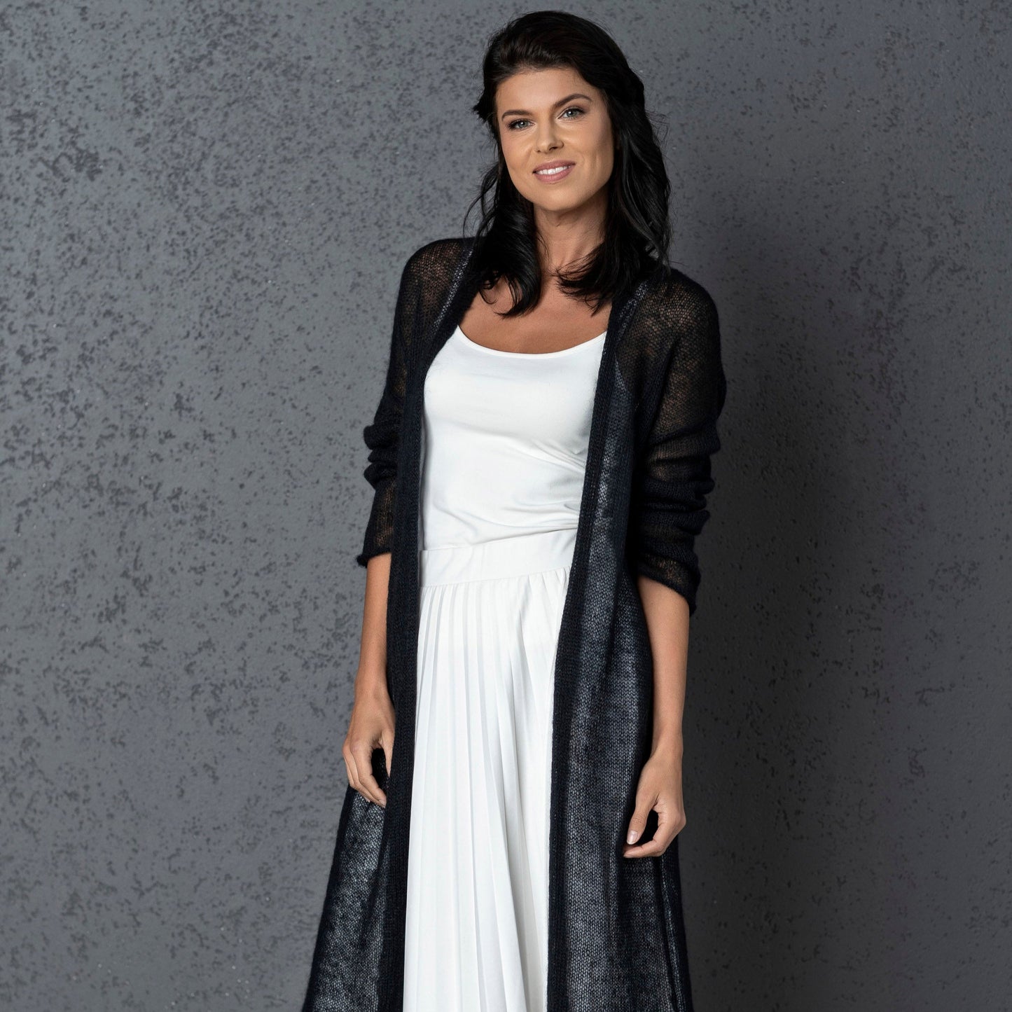 Wedding knitted mohair cardigan Wind - Black