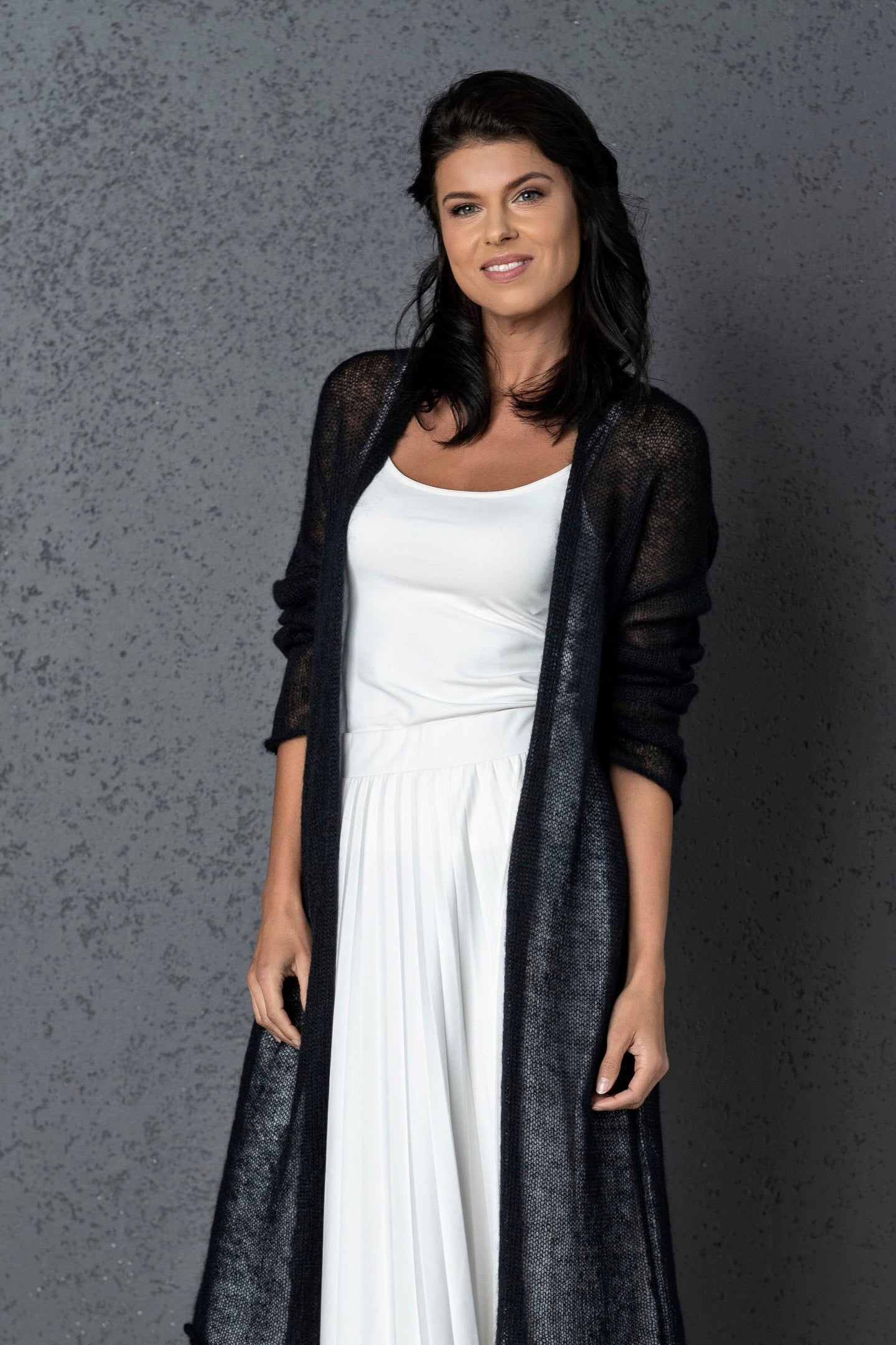Wedding knitted mohair cardigan Wind - dark blue