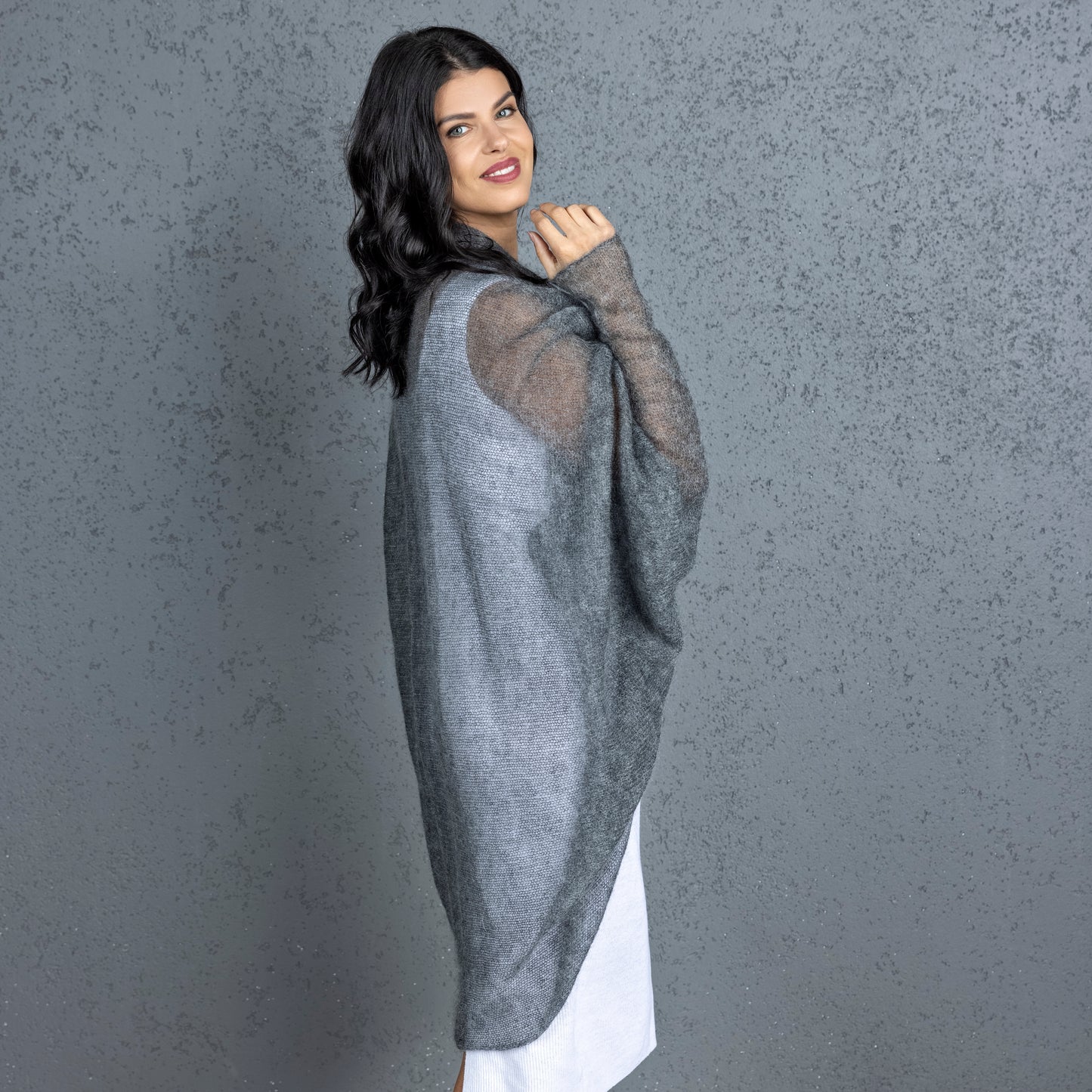 Wedding knitted shrug wrap - gray