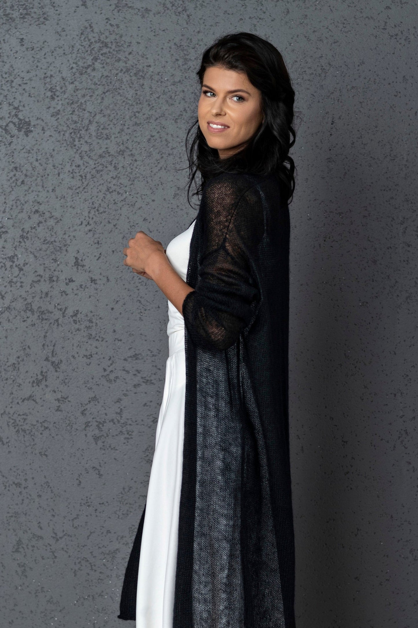 Wedding knitted mohair cardigan Wind - dark blue