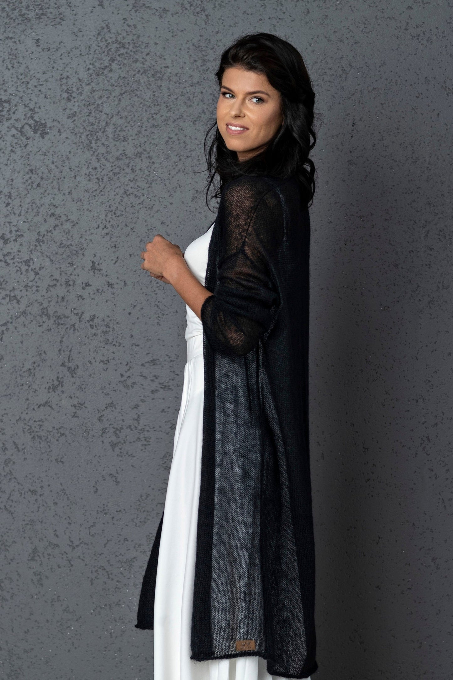 Wedding knitted mohair cardigan Wind - Black