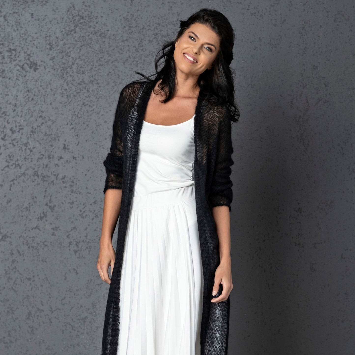 Wedding knitted mohair cardigan Wind - Black