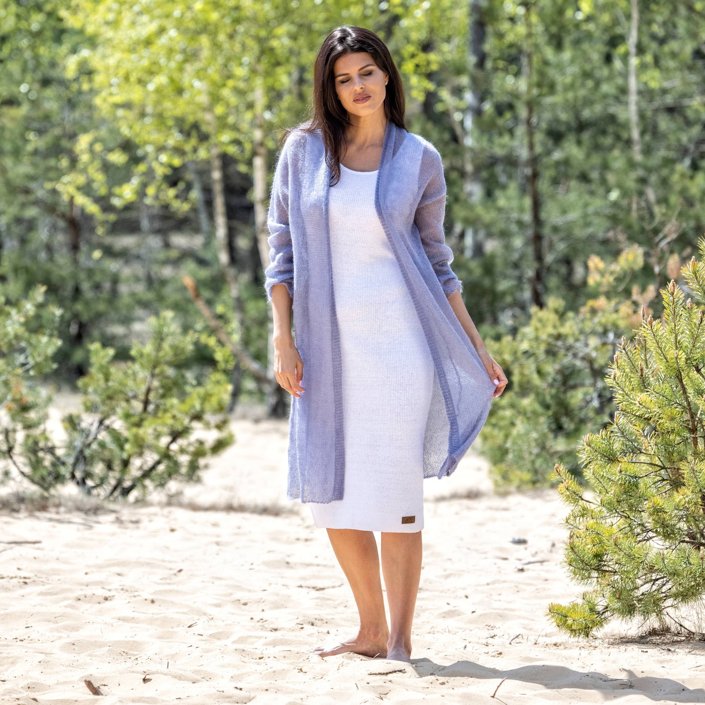 Wedding knitted mohair cardigan Wind - Mauve