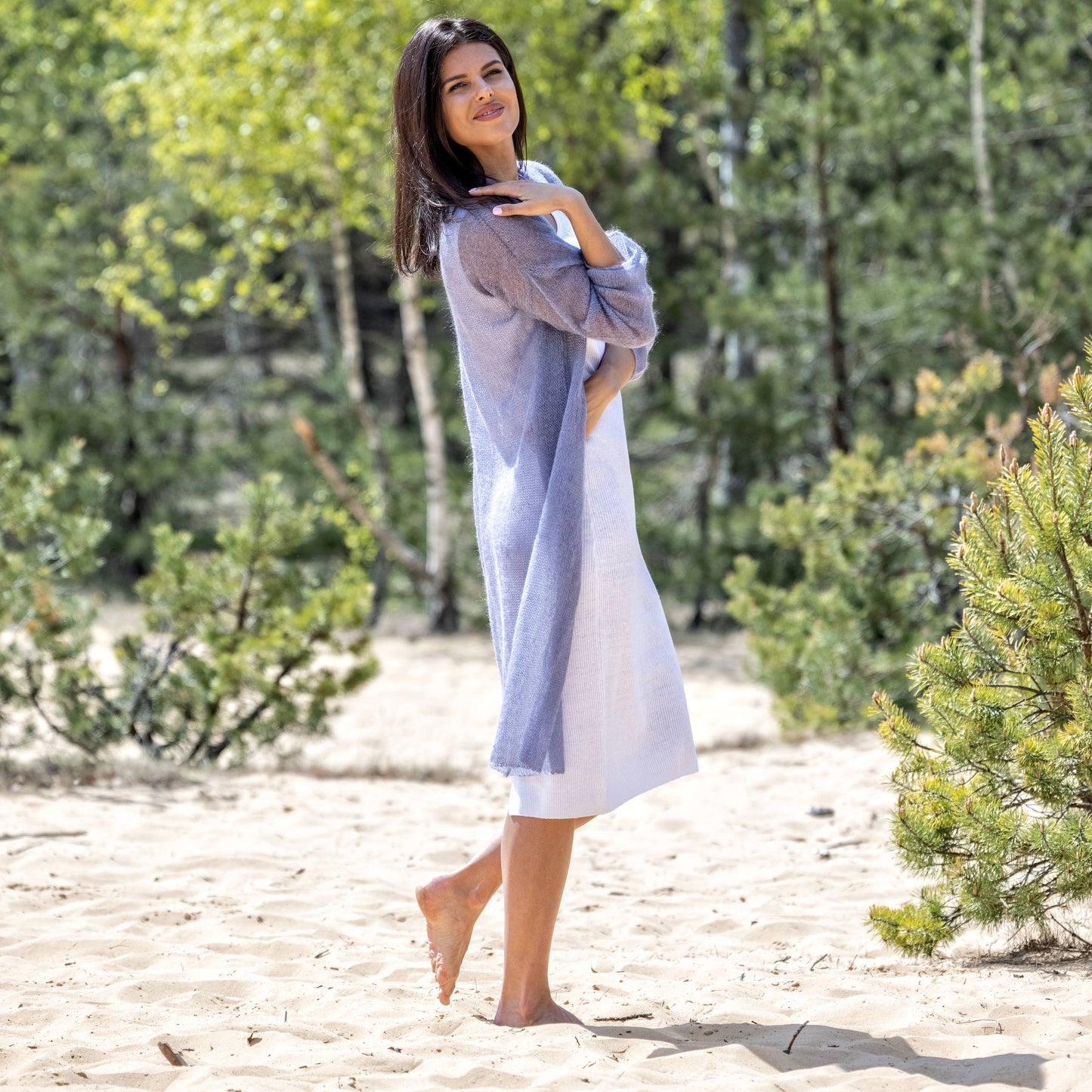 Wedding knitted mohair cardigan Wind - Mauve