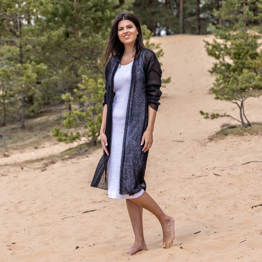 Wedding knitted mohair cardigan Wind - Black