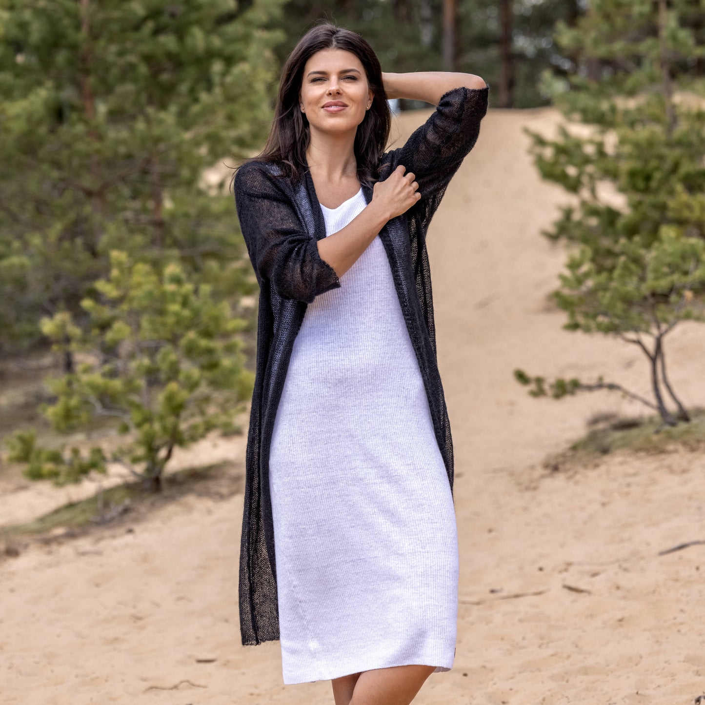 Wedding knitted mohair cardigan Wind - Black