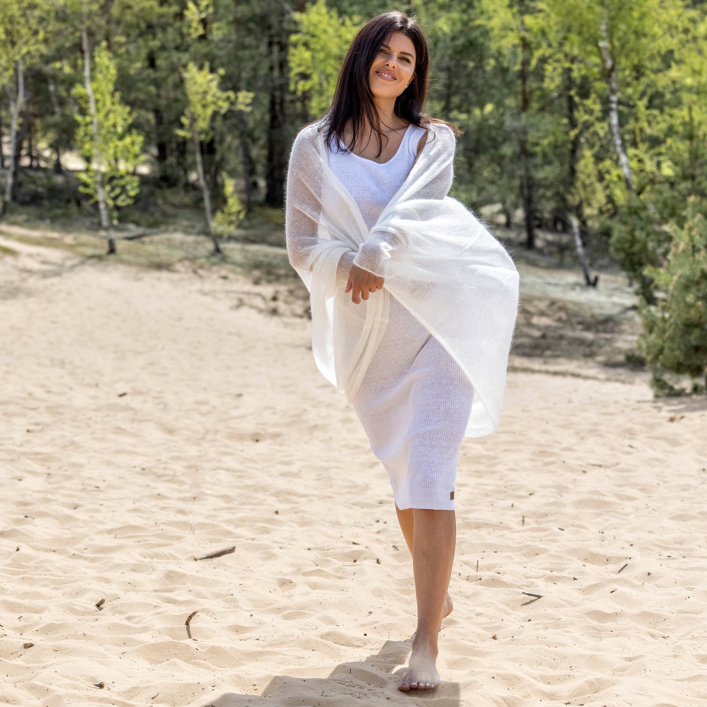 Wedding knitted shrug wrap - white