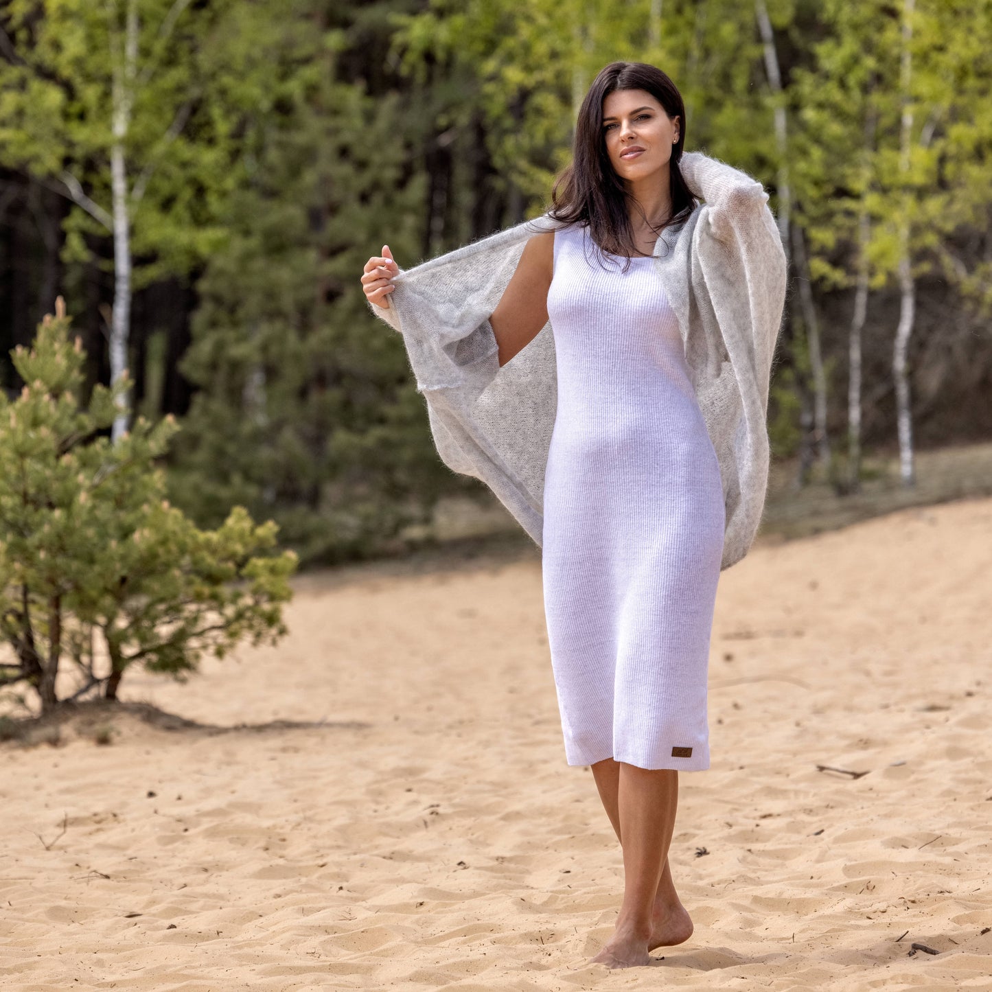 Wedding knitted shrug wrap - light gray