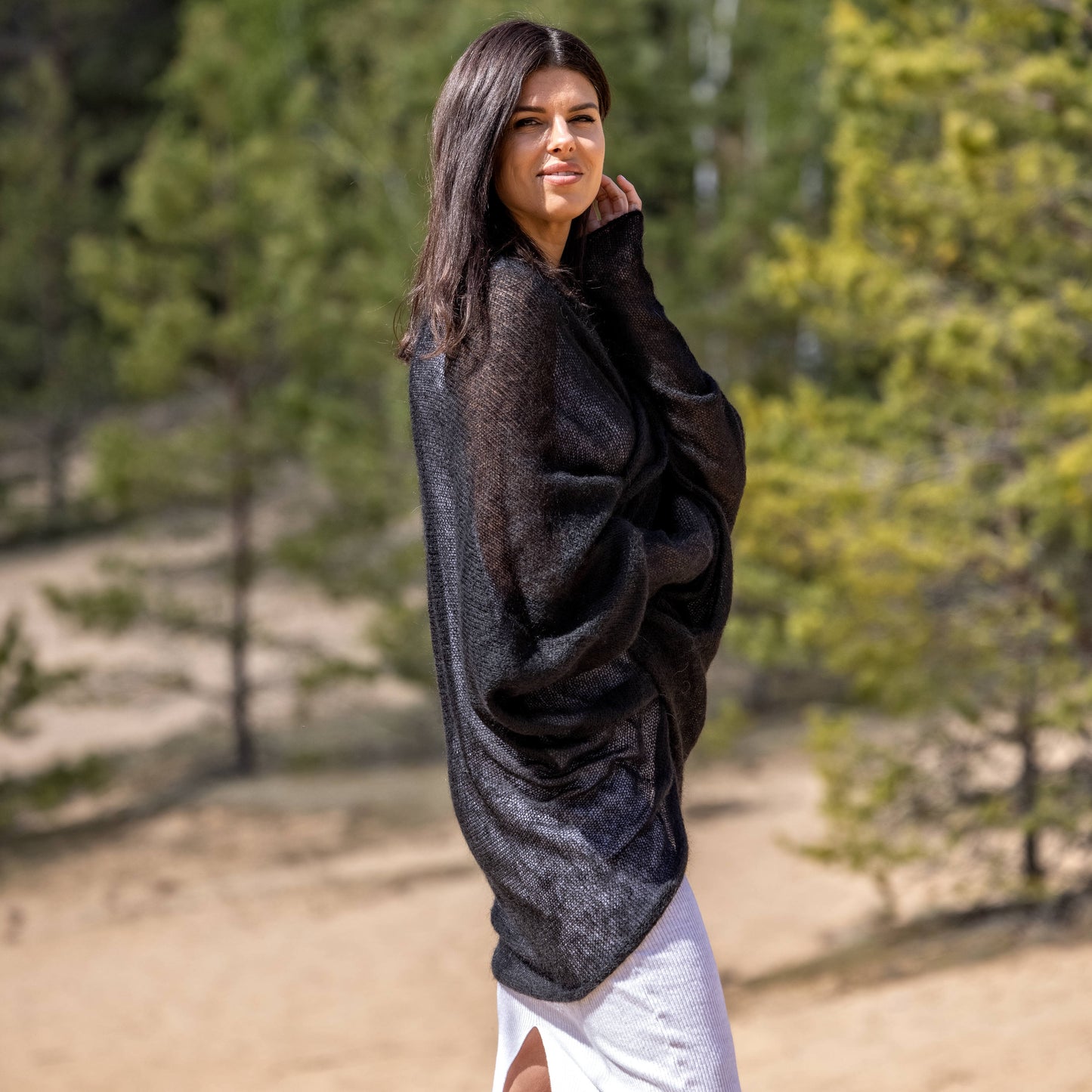 Wedding knitted shrug wrap - black
