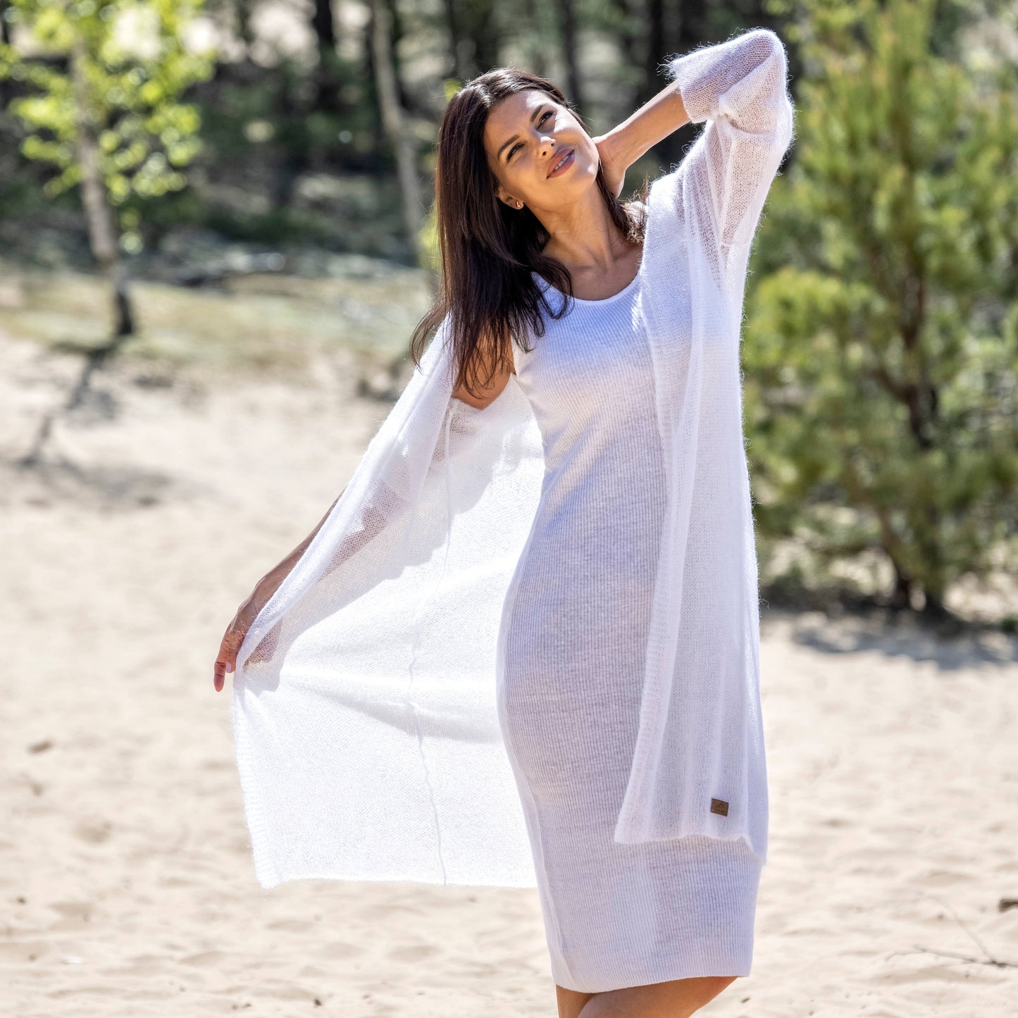 Wedding knitted mohair cardigan Wind - White
