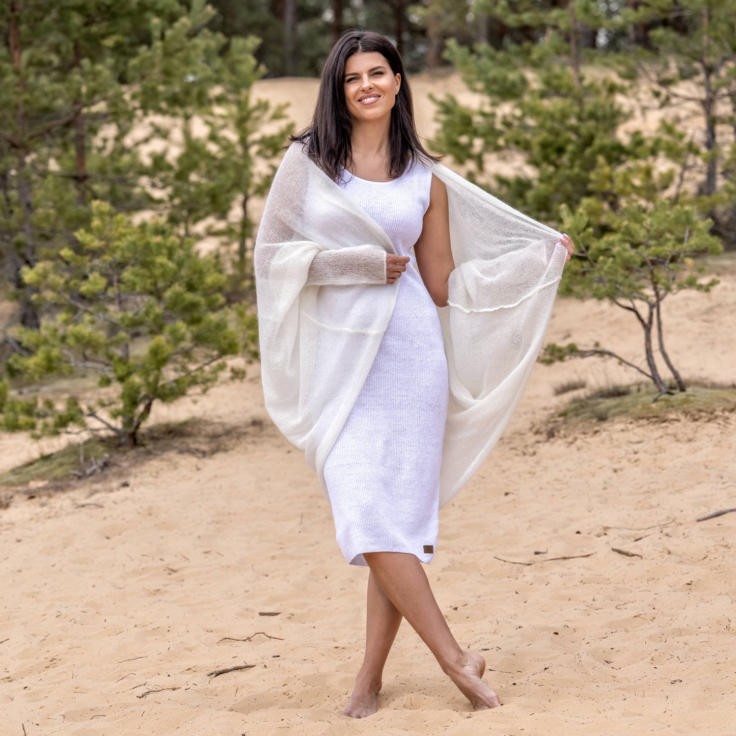 Wedding knitted shrug wrap - ivory
