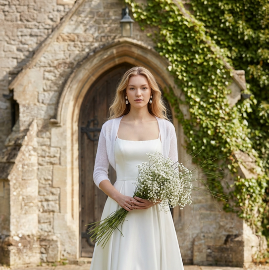 Boléro de mariage en mohair Ema - blanc