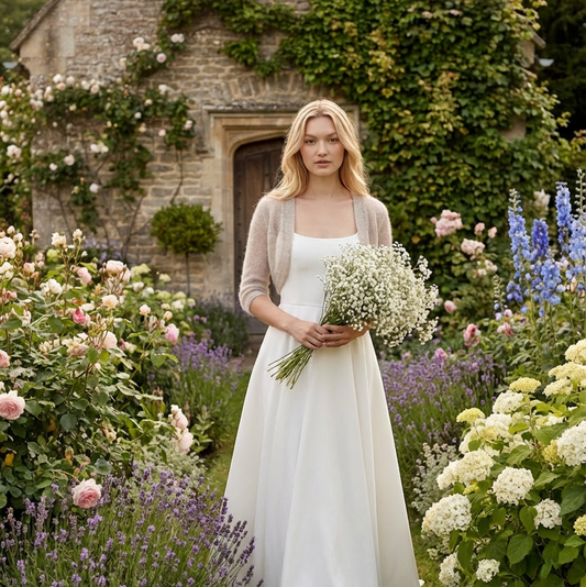 Boléro de mariage en mohair Ema - beige