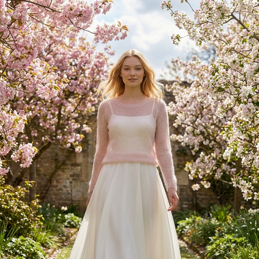 Pull de mariée en mohair Adele - rose cendré