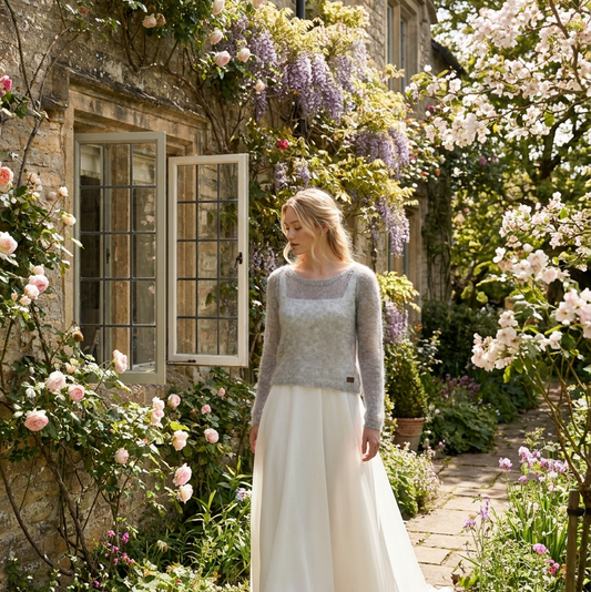 Pull de mariée en mohair Adele - gris clair