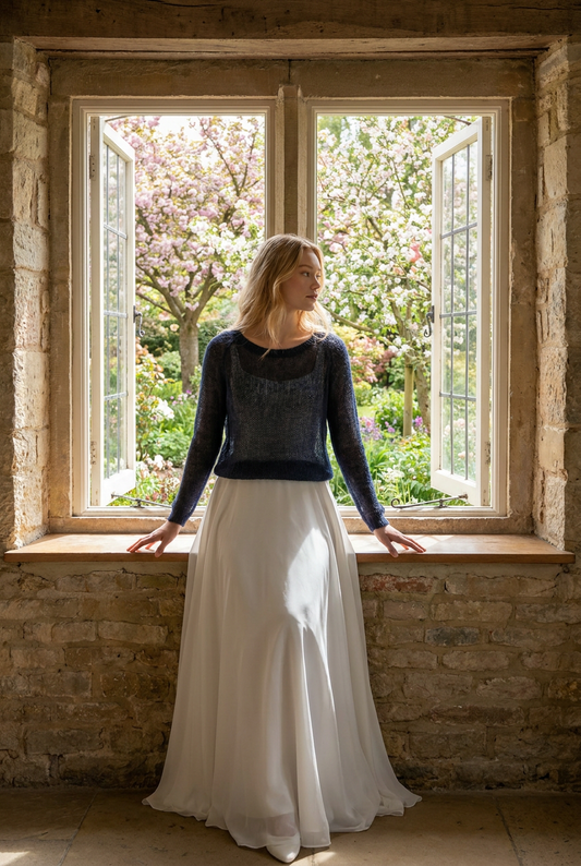 Pull de mariée en mohair Adele - bleu foncé