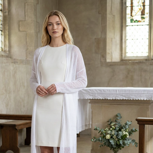 Gilet de mariage en mohair tricoté Wind - Blanc