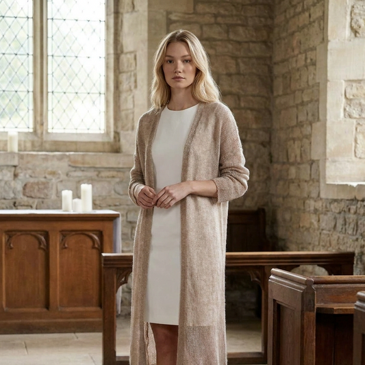 Gilet de mariage en mohair tricoté Wind - Cacao