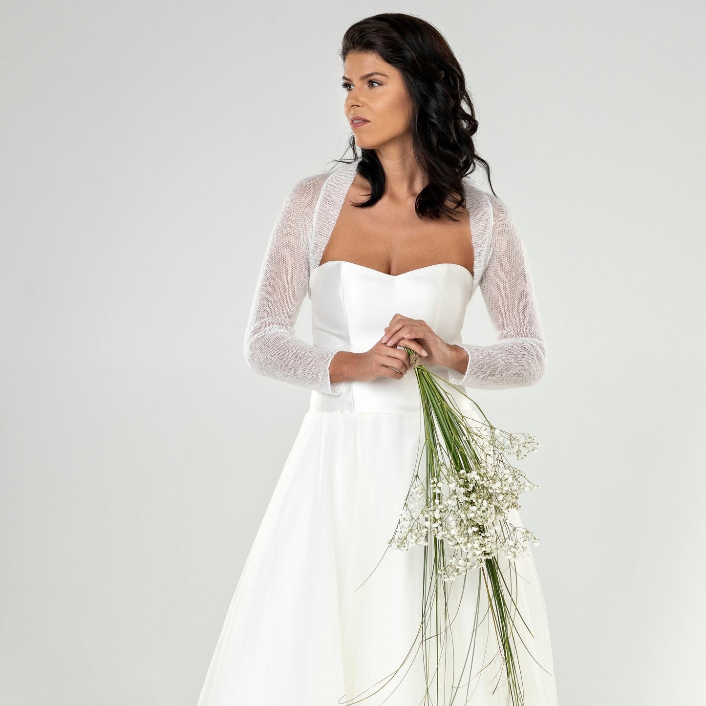 Wedding mohair bolero Anna - white