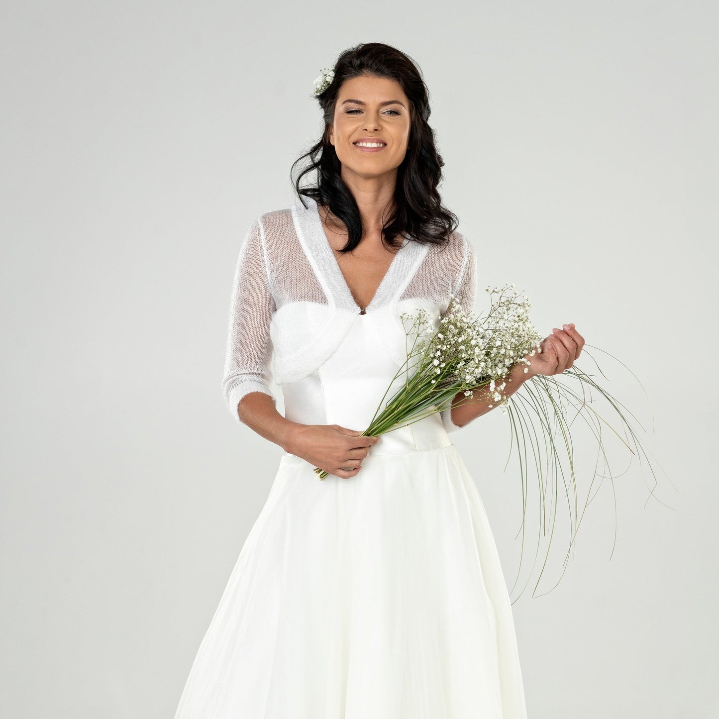 Wedding mohair bolero Ema - white