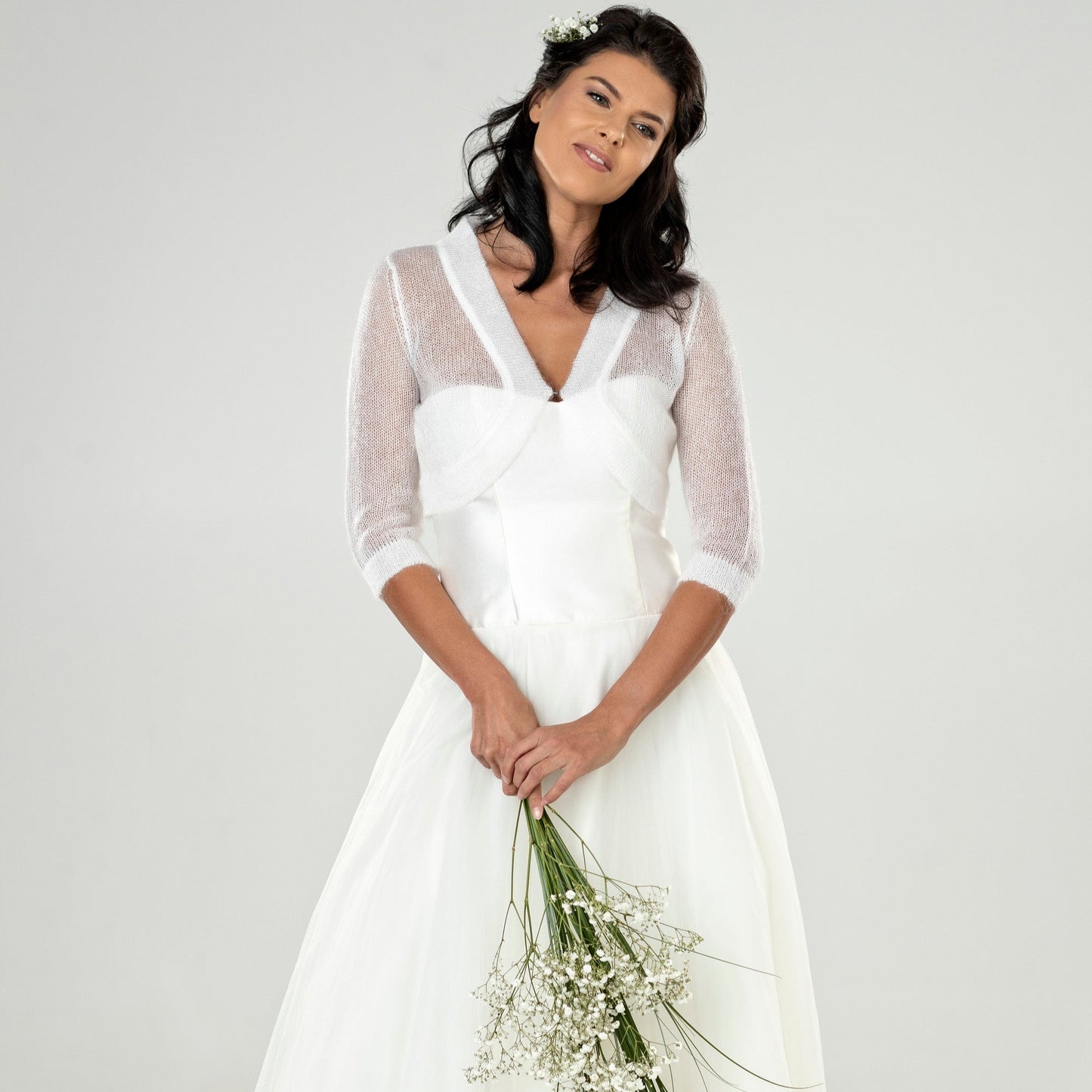 Wedding mohair bolero Ema - white
